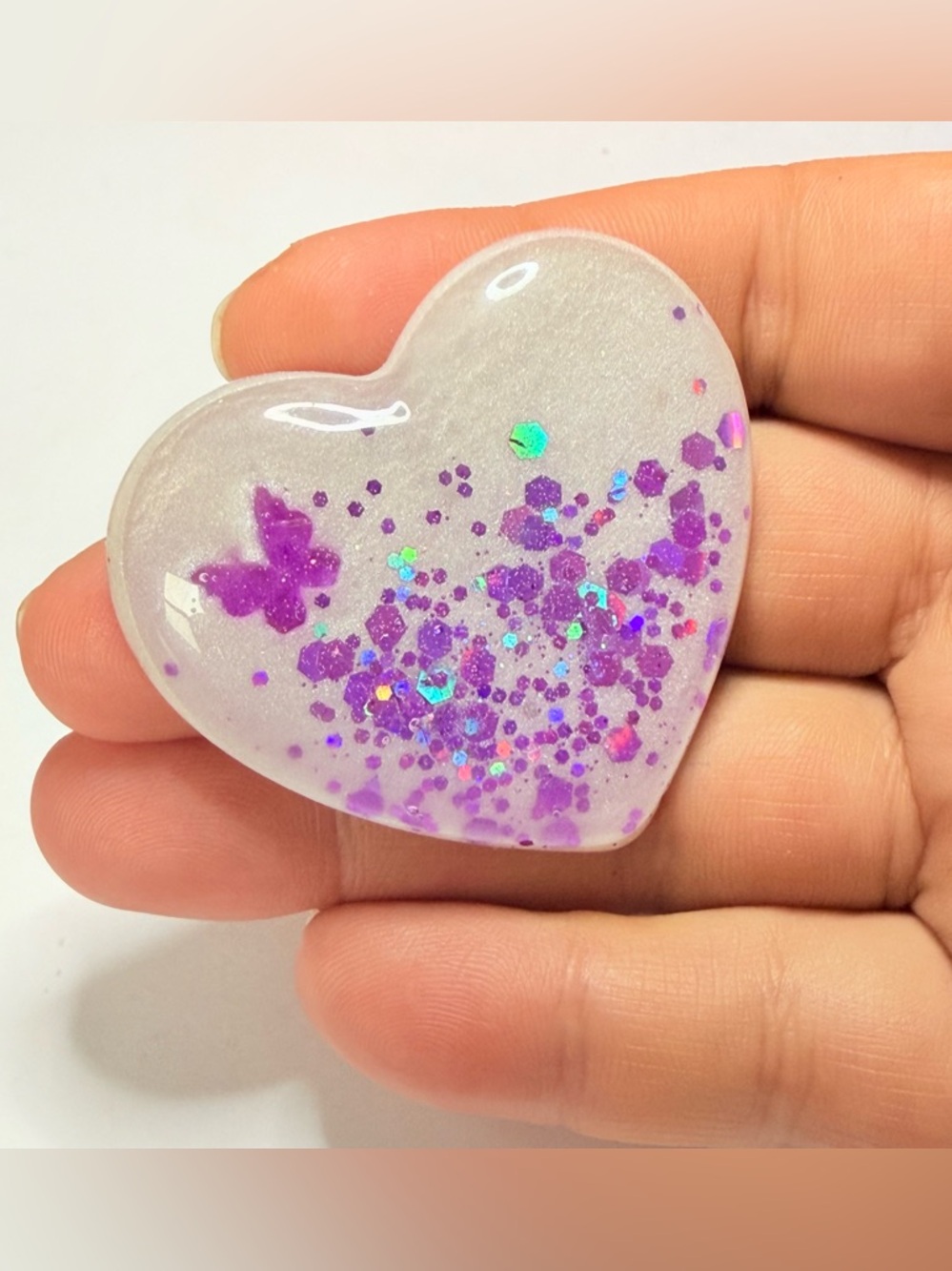 Glitter Heart-Shaped Resin Magnet set of 3